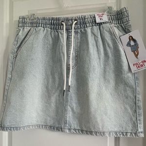 Denim pull on skirt